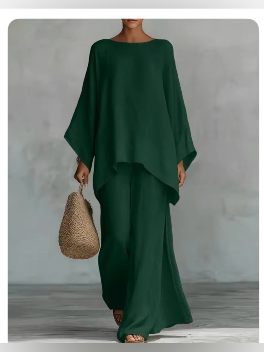 Flowy green  Two-Piece Set XL (no stretch)